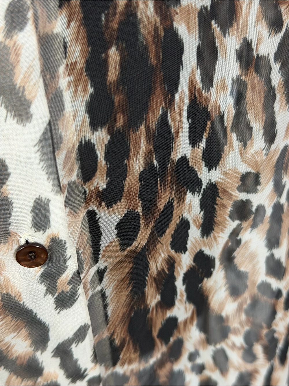 Vintage Notations Sheer Leopard Print Button Up Blouse Oversized Glam XL-2X - Picture 5 of 10
